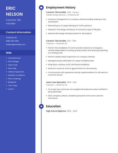 Ceramic Tile Installer Resume