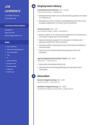 Certified Nurse Practitioner Resume