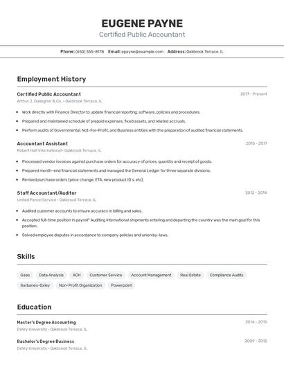 Certified Public Accountant Resume