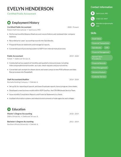 Certified Public Accountant Resume