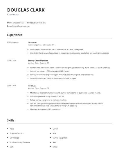 Chainman Resume