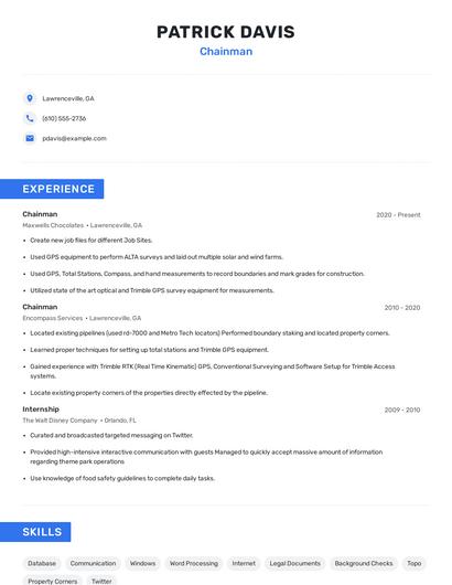 Chainman Resume