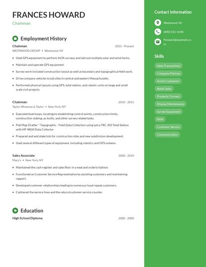 Chainman Resume