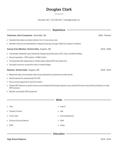 Chainman Resume