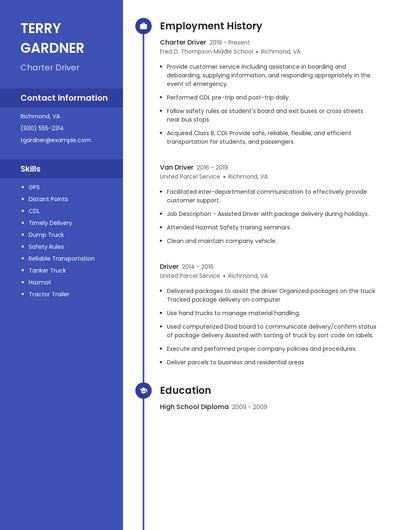 Charter Driver Resume