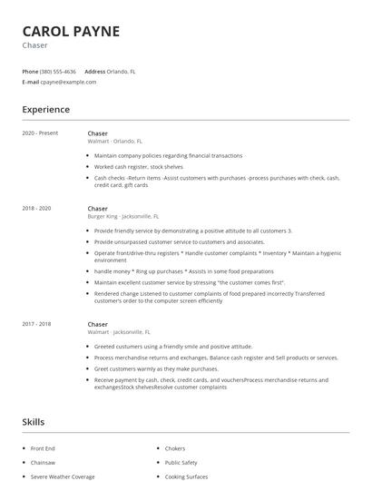 Chaser Resume