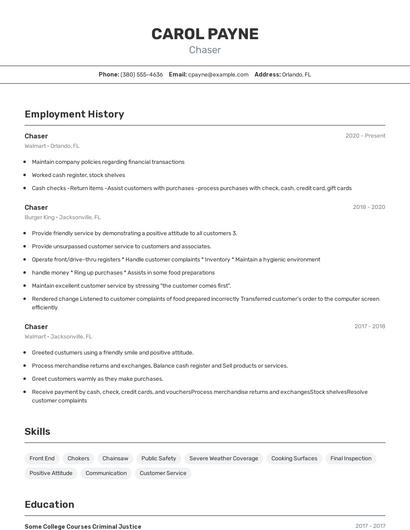 Chaser Resume