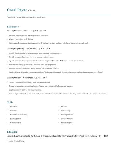 Chaser Resume