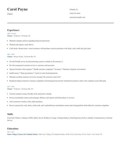 Chaser Resume