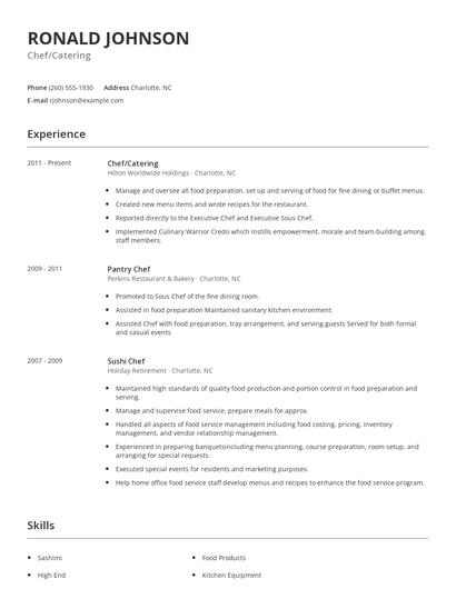 Chef/Catering Resume
