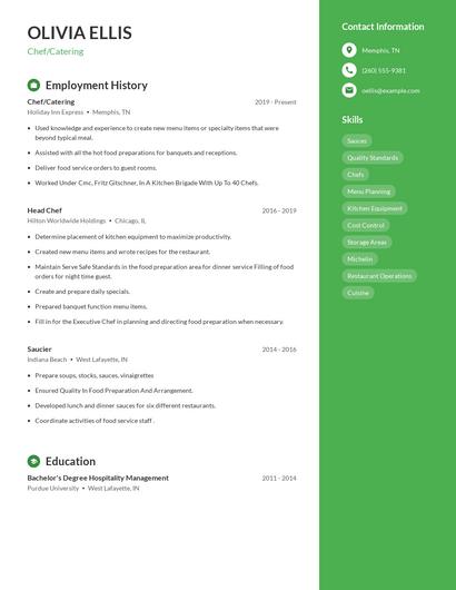 Chef/Catering Resume