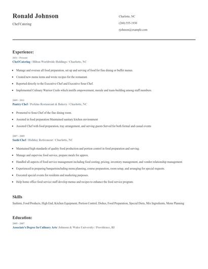 Chef/Catering Resume