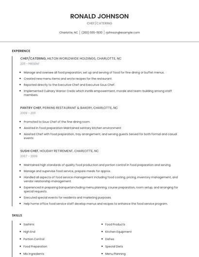 Chef/Catering Resume