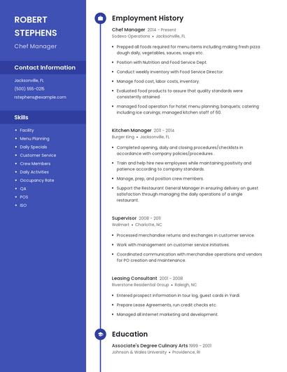 Chef Manager Resume