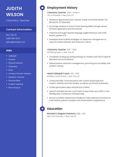 Chemistry Teacher Resume