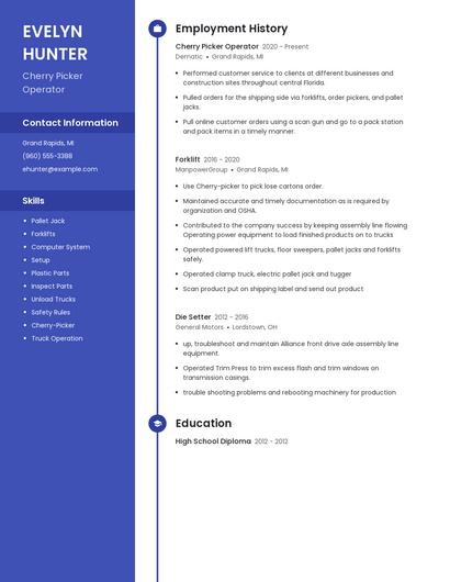 Cherry Picker Operator Resume