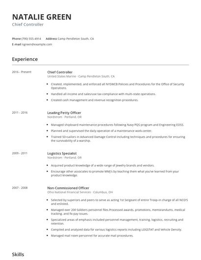 Chief Controller Resume