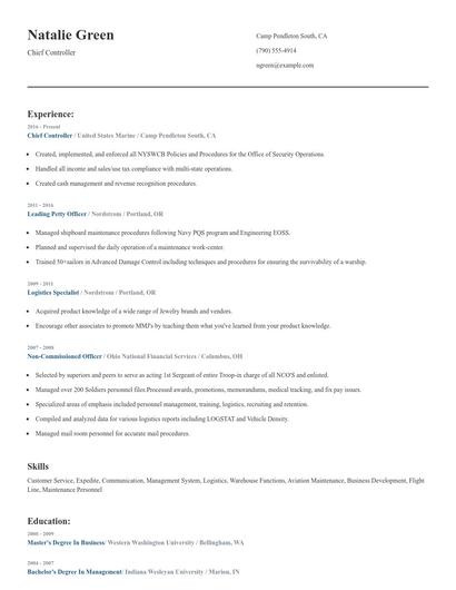 Chief Controller Resume