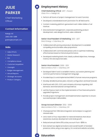 Chief Marketing Officer Resume