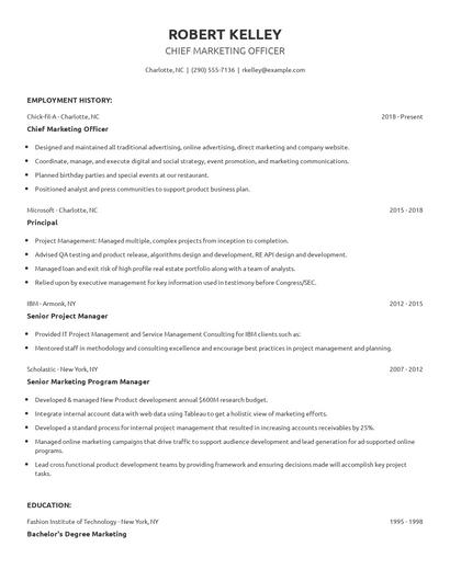 Chief Marketing Officer Resume