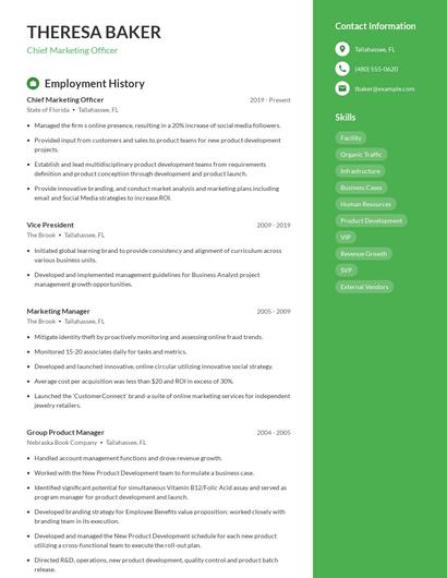 Chief Marketing Officer Resume