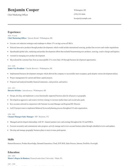 Chief Marketing Officer Resume