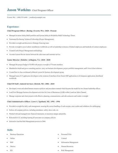 Chief Program Officer Resume