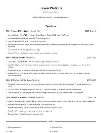 Chief Program Officer Resume