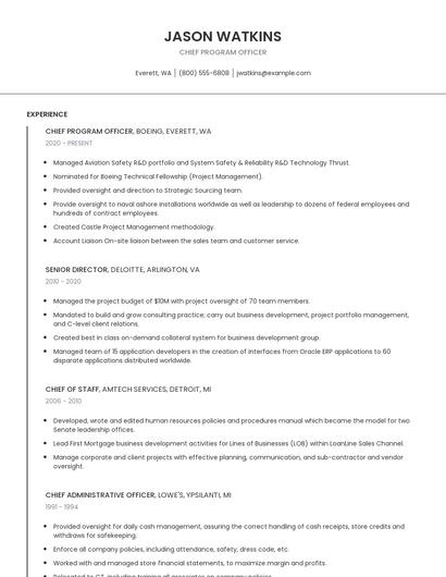 Chief Program Officer Resume