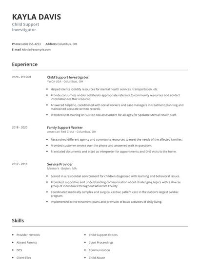 Child Support Investigator Resume