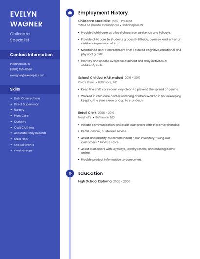 Childcare Specialist Resume