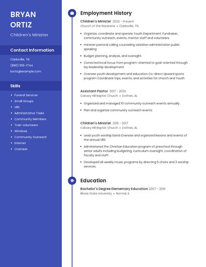 Children's Minister Resume