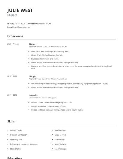 Chipper Resume