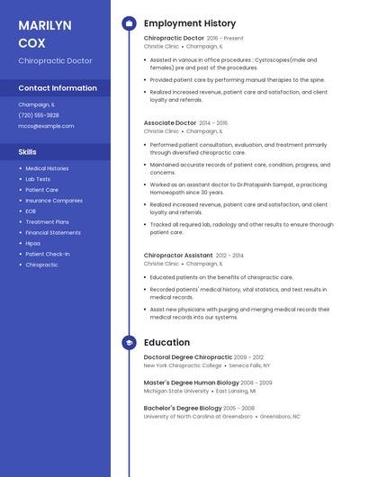 Chiropractic Doctor Resume