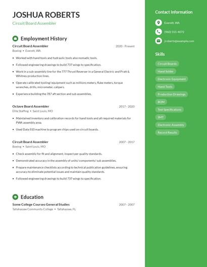 Circuit Board Assembler Resume