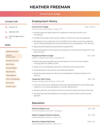 Circuit Court Judge Resume