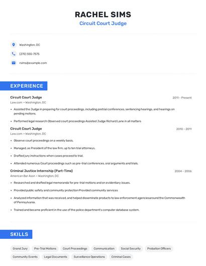 Circuit Court Judge Resume