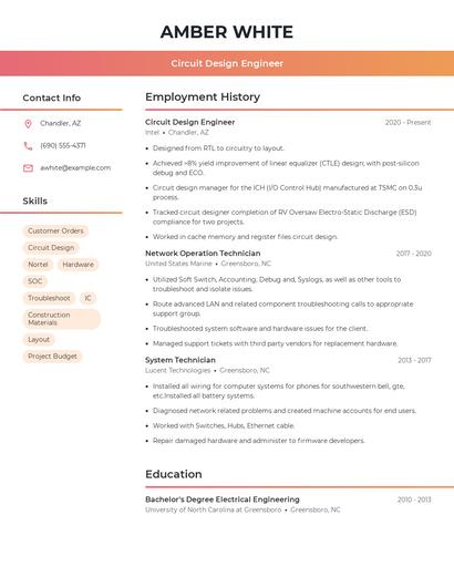 Circuit Design Engineer Resume