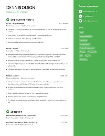 Circuit Design Engineer Resume