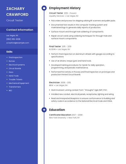 Circuit Tester Resume