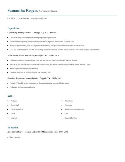 Circulating Nurse Resume