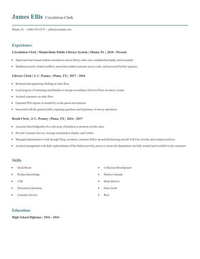 Circulation Clerk Resume