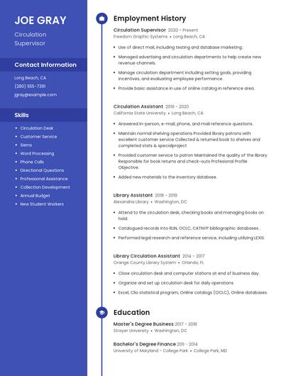 Circulation Supervisor Resume