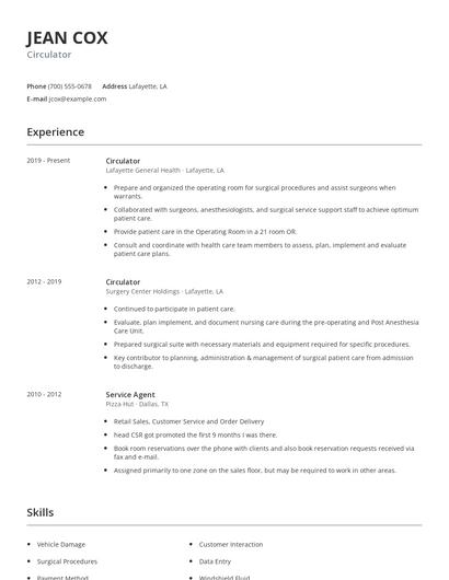 Circulator Resume