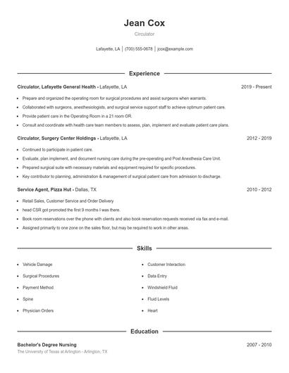 Circulator Resume