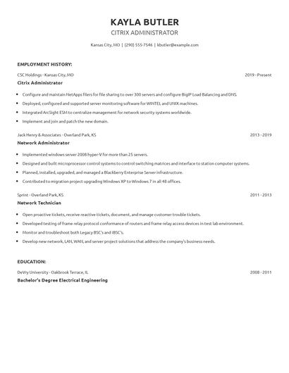 Citrix Administrator Resume