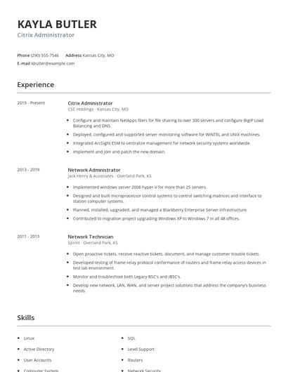 Citrix Administrator Resume