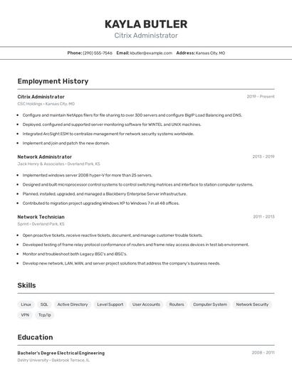 Citrix Administrator Resume