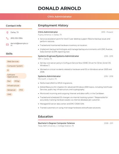 Citrix Administrator Resume