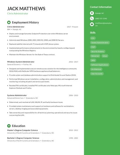 Citrix Administrator Resume